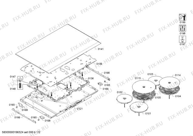 Схема №1 T36FB20X0 с изображением Индукционная конфорка для плиты (духовки) Siemens 12013614