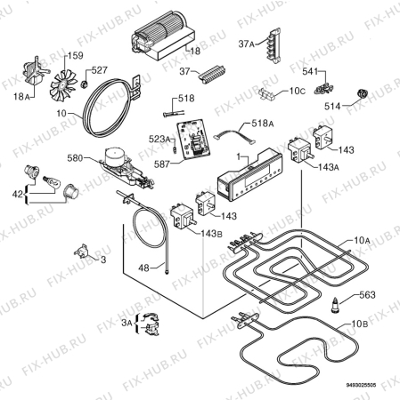 Взрыв-схема плиты (духовки) Privileg 520329 4/60363 - Схема узла Electrical equipment 268