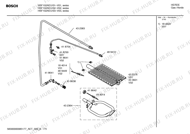 Схема №3 HSF102AEU с изображением Панель управления для плиты (духовки) Bosch 00432381