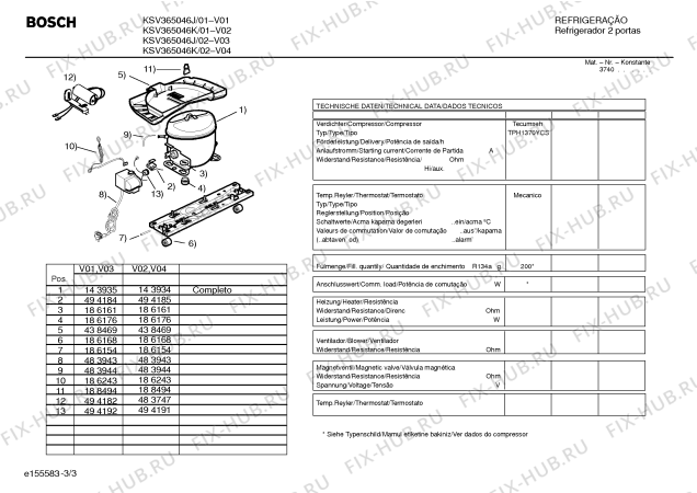 Взрыв-схема холодильника Bosch KSV365046J REFR. BOSCH 350L 127V.BCO STYL - Схема узла 03