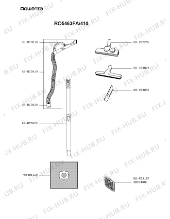 Взрыв-схема пылесоса Rowenta RO5463FA/410 - Схема узла RP004725.9P2