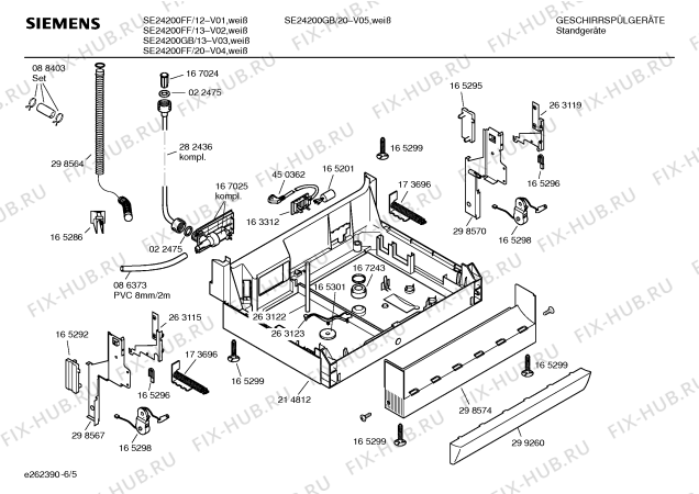 Схема №5 SE24200GB с изображением Передняя панель для посудомойки Siemens 00351691