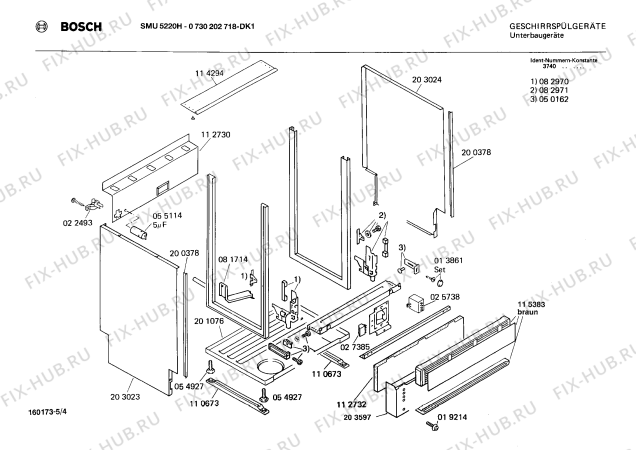 Взрыв-схема посудомоечной машины Bosch 0730202718 SMU5220H - Схема узла 04