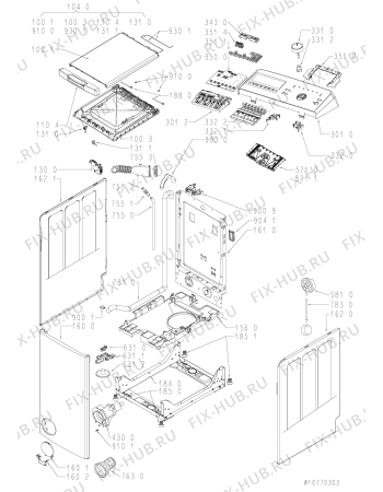 Схема №1 ITWE 71253 W (DE) с изображением Обшивка для стиралки Whirlpool 481010734831