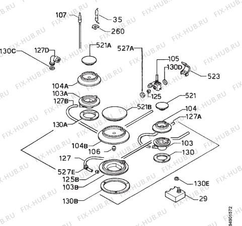 Взрыв-схема плиты (духовки) Zanussi ZH31NWT - Схема узла Functional parts 267