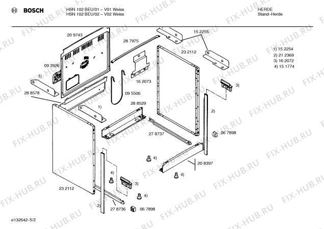 Взрыв-схема плиты (духовки) Bosch HSN102BEU - Схема узла 02
