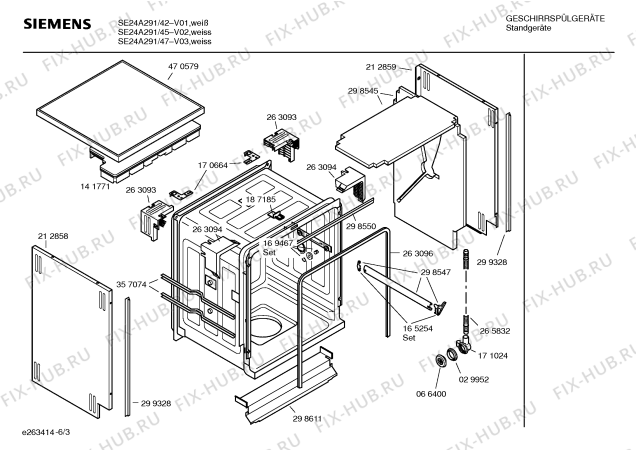 Взрыв-схема посудомоечной машины Siemens SE24A291 - Схема узла 03