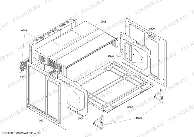 Схема №5 HB750250C с изображением Фронтальное стекло для духового шкафа Siemens 00477969