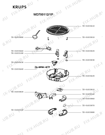 Взрыв-схема вафельницы (бутербродницы) Krups WD700112/1P - Схема узла WP003941.6P2