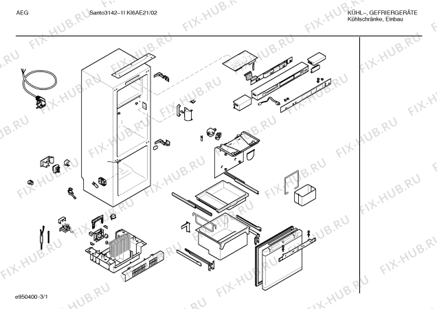 Схема №1 KI6AE21 3142I с изображением Вентиляционный канал для холодильника Bosch 00210021