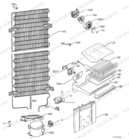 Взрыв-схема холодильника Electrolux ENA38500W - Схема узла Cooling system 017