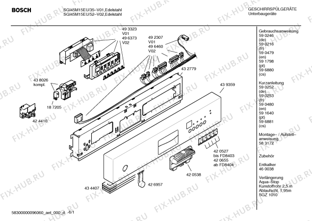 Схема №4 SGI45M15EU с изображением Инструкция по эксплуатации для посудомоечной машины Bosch 00591798