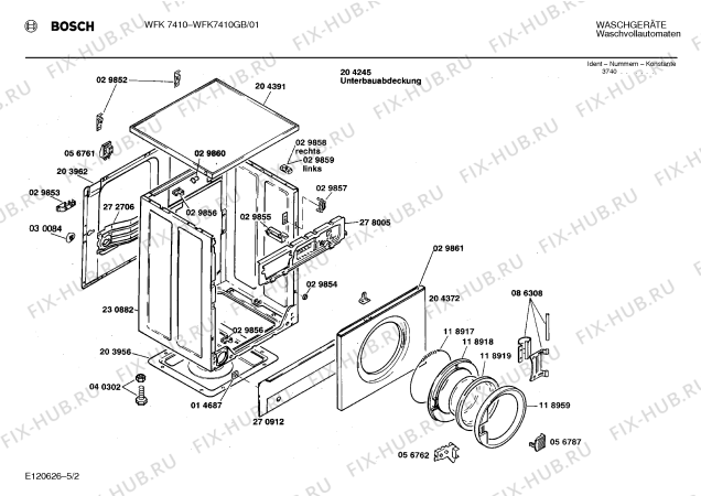 Схема №3 WFK7410GB WFK7410 с изображением Панель управления для стиралки Bosch 00273680