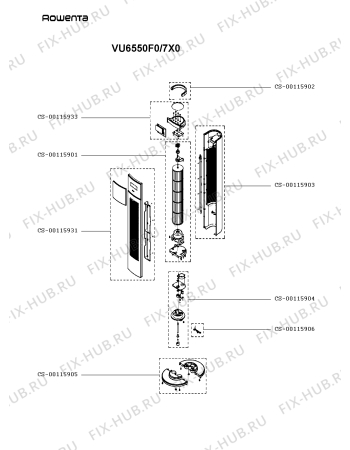 Схема №1 VU6550F0/7X0 с изображением Элемент корпуса для обогревателя (вентилятора) Rowenta CS-00115933