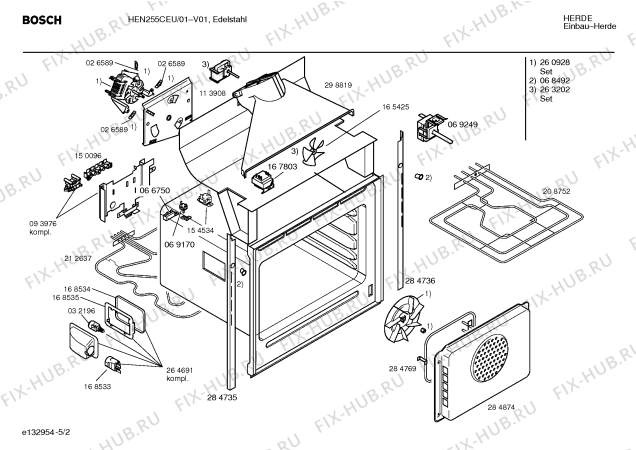 Взрыв-схема плиты (духовки) Bosch HEN255CEU - Схема узла 02