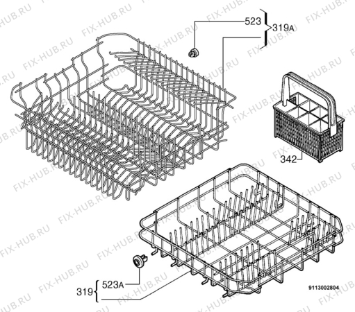 Взрыв-схема посудомоечной машины Corbero LVC41S - Схема узла Basket 160