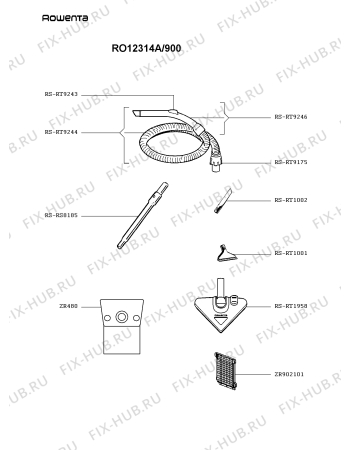 Взрыв-схема пылесоса Rowenta RO12314A/900 - Схема узла EP003518.6P2