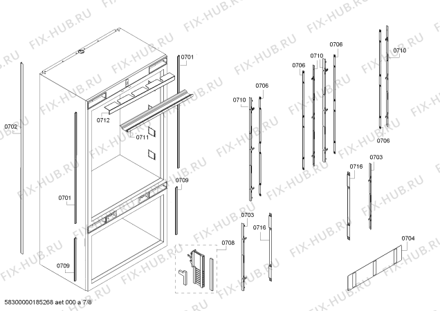 Схема №7 B36IT800NP Bosch с изображением Монтажный набор для холодильника Bosch 11019515