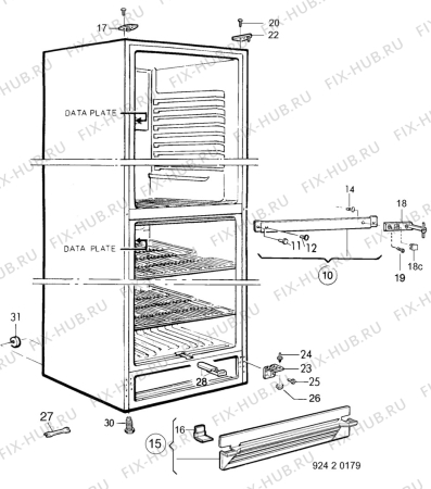 Взрыв-схема холодильника Elektro Helios KF412-6 - Схема узла C10 Cabinet