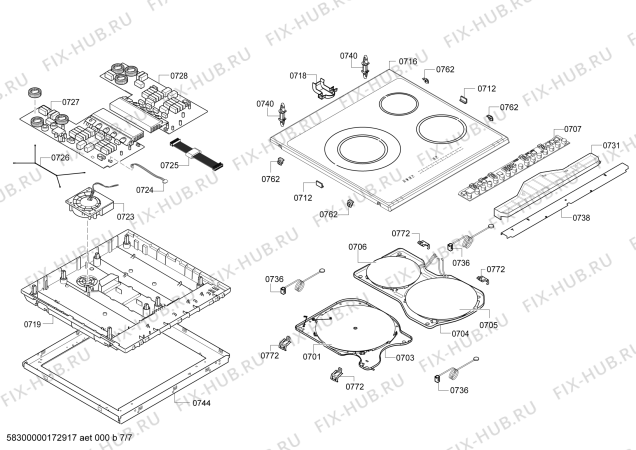 Схема №4 HC857283F с изображением Стеклокерамика для электропечи Siemens 00712073