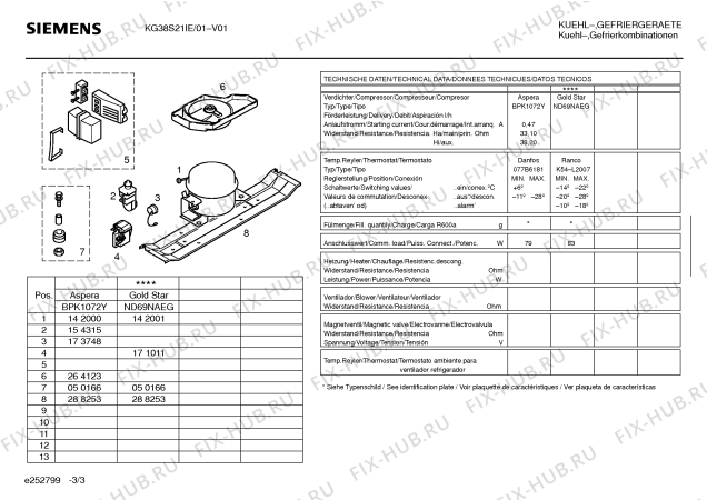 Взрыв-схема холодильника Siemens KG38S21IE - Схема узла 03