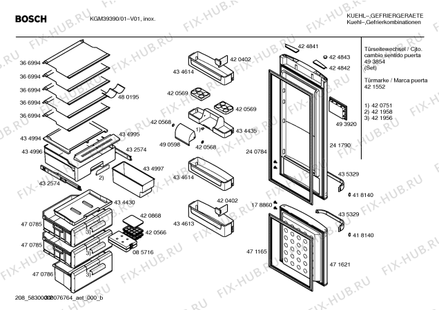 Схема №3 KGS39P90 с изображением Панель для холодильника Bosch 00439733