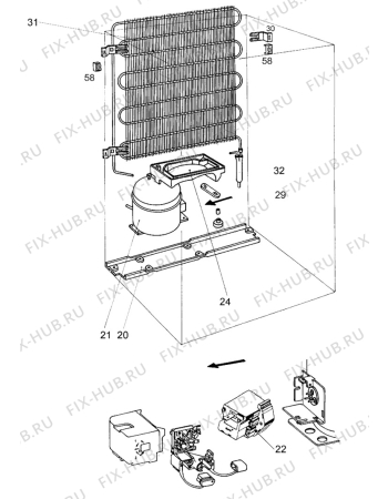 Взрыв-схема холодильника Atlas Savoy KB1614 - Схема узла Cooling system 017