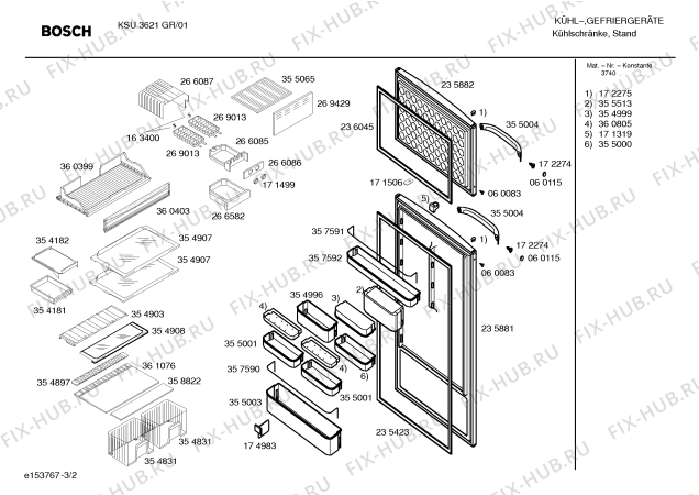 Схема №3 KSU3921GR с изображением Инструкция по эксплуатации для холодильной камеры Bosch 00528609