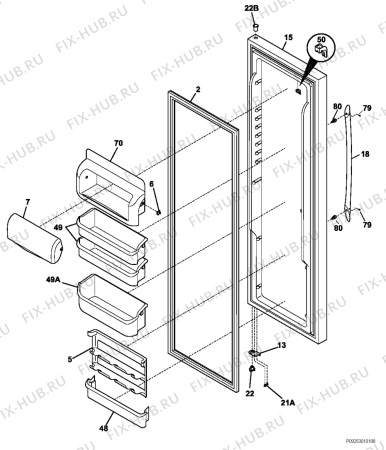 Взрыв-схема холодильника Electrolux ENL62981XX3 - Схема узла Refrigerator door