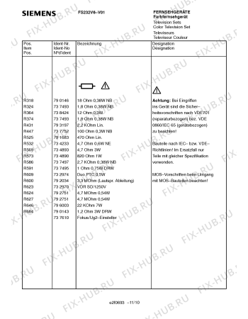 Схема №4 FS232V6 с изображением Инструкция по эксплуатации для телевизора Siemens 00531105