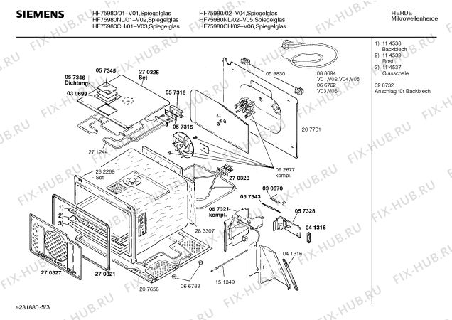 Взрыв-схема микроволновой печи Siemens HF75980 - Схема узла 03