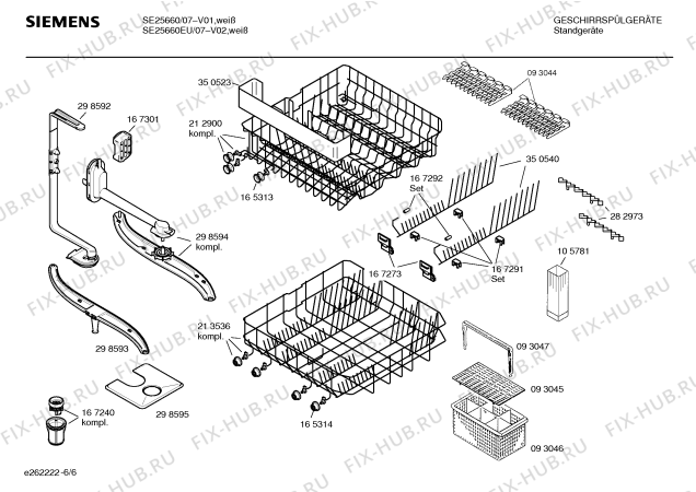 Взрыв-схема посудомоечной машины Siemens SE25660EU Extraklasse - Схема узла 06