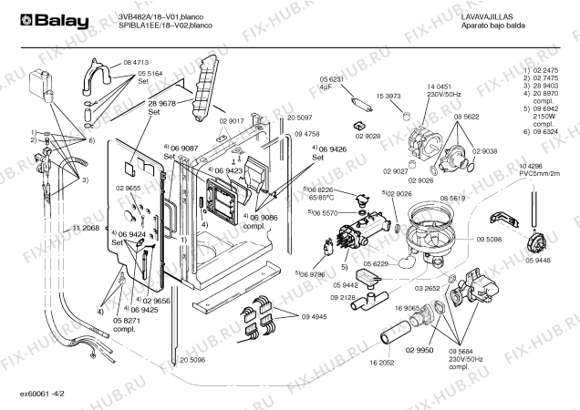 Взрыв-схема посудомоечной машины Balay BVB482A - Схема узла 02
