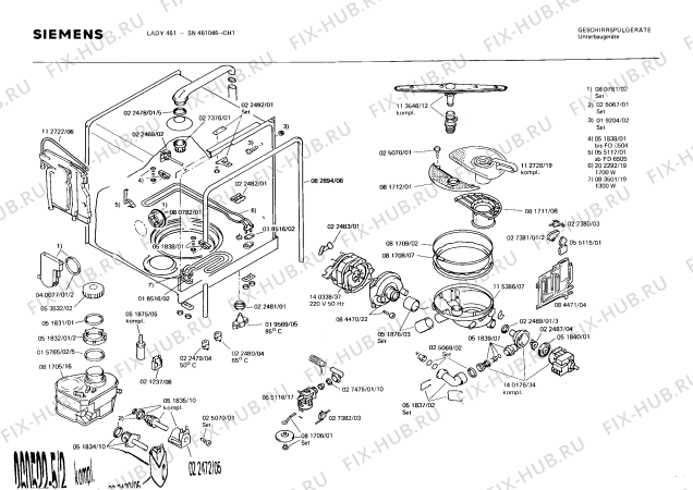 Взрыв-схема посудомоечной машины Siemens SN461045 - Схема узла 02