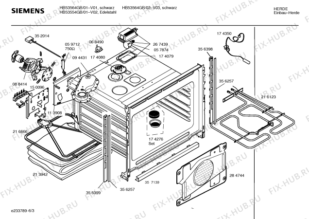 Схема №3 HB53564GB с изображением Панель управления для плиты (духовки) Siemens 00362543