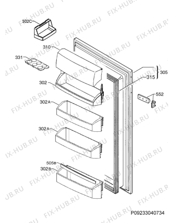 Взрыв-схема холодильника Aeg SKSVM8840S - Схема узла Door 003