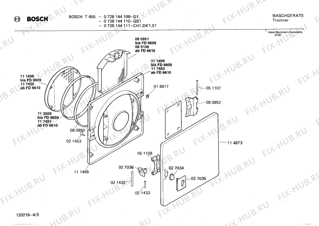 Взрыв-схема сушильной машины Bosch 0728144110 T455 - Схема узла 03