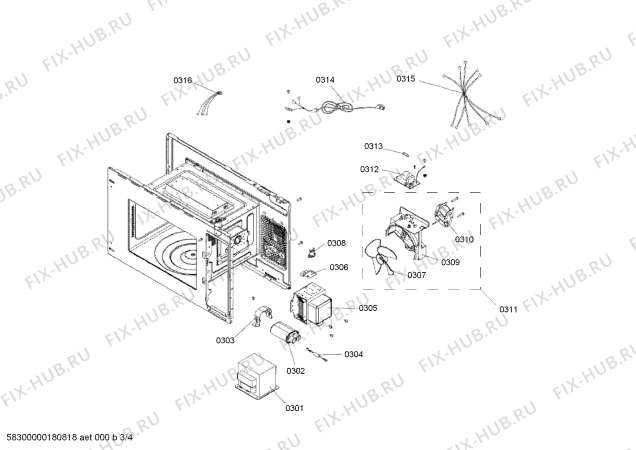 Взрыв-схема микроволновой печи Bosch HMT72G654 - Схема узла 03