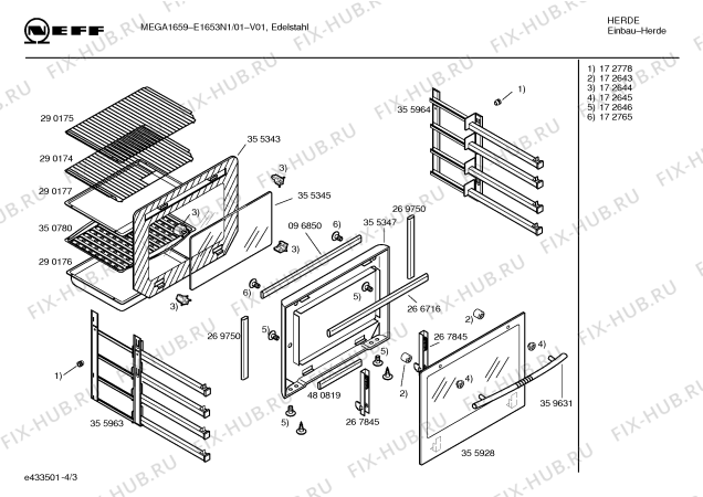 Взрыв-схема плиты (духовки) Neff E1653N1 MEGA 1659 - Схема узла 03