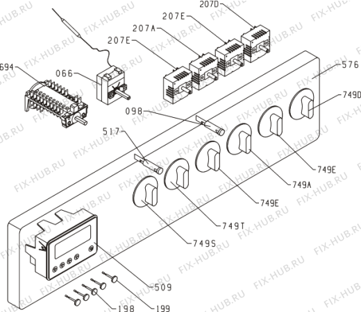 Схема №1 00.021.890 9 (199223, E54Q1-E3) с изображением Клавиша для электропечи Gorenje 158473