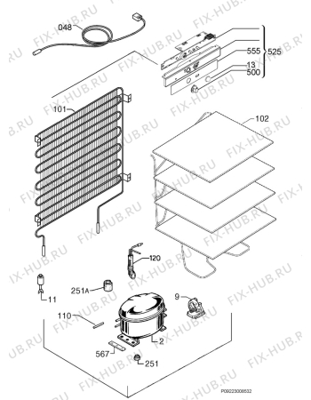 Взрыв-схема холодильника Juno Electrolux JUG94881 - Схема узла Cooling system 017