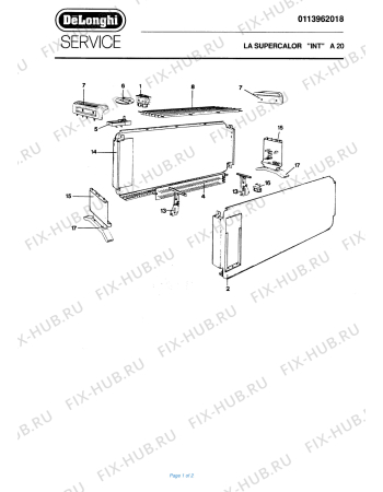 Схема №1 A20 с изображением Подрешетка для ветродува DELONGHI 705649