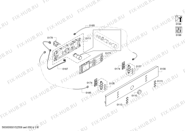 Схема №4 HBC86P763 с изображением Панель управления для духового шкафа Bosch 00704087