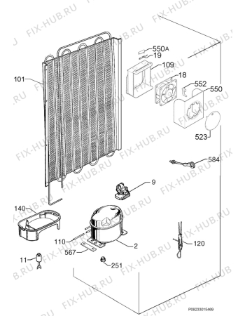 Взрыв-схема холодильника Rex Electrolux FI331VA+ - Схема узла Cooling system 017