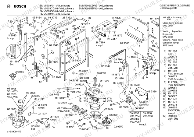 Схема №3 SMV5503CD с изображением Инструкция по эксплуатации для посудомойки Bosch 00517806