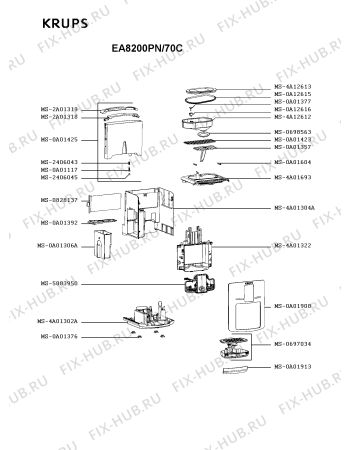 Схема №1 EA8200PN/70C с изображением Крышка для электрокофемашины Krups MS-0A01913