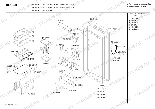 Схема №2 KSR32622NE с изображением Панель для холодильной камеры Bosch 00435191