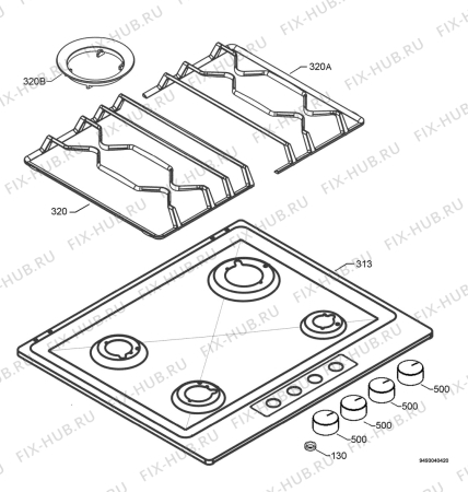 Взрыв-схема плиты (духовки) Aeg Electrolux 65550G-M - Схема узла Hob 271