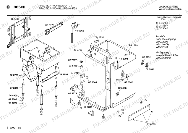 Взрыв-схема стиральной машины Bosch WOH5620FG, PRACTICA - Схема узла 03