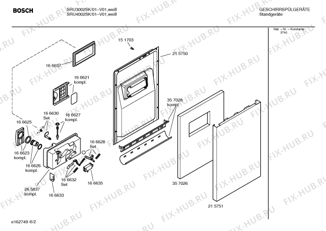 Схема №4 SRU4012SK с изображением Передняя панель для посудомойки Bosch 00357967